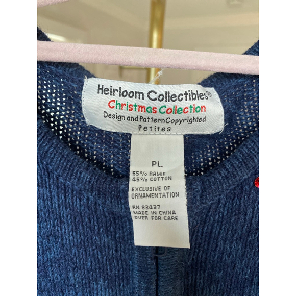 Vintage Christmas Reindeer Cardigan Sweater Parisian Heirloom Collectibles - Picture 6 of 7